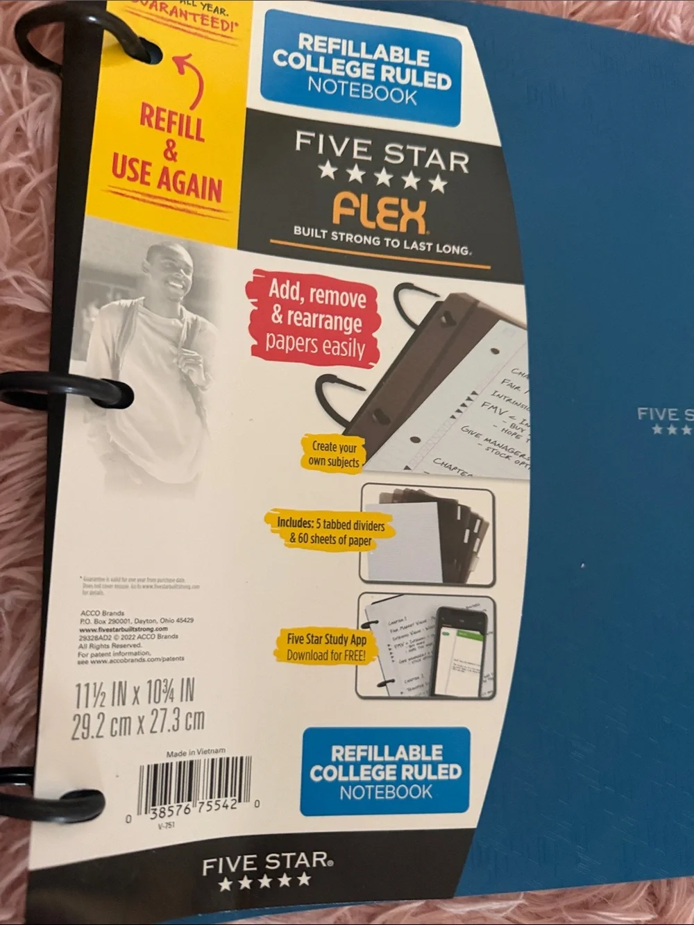 Five Star Blue Zipper Binder and Blue Flex Refillable Notebook bundle new